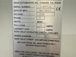 2018 HAAS Mdl. VF-2SS CNC VMC