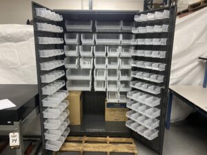 Commercial Storage Cabinet With Plastic Bins Inside, 24" x 48" x 78"