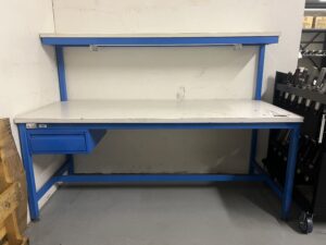 Work Station Table 30" x 72" w/ Top Riser Shelf,  Contents Not Included