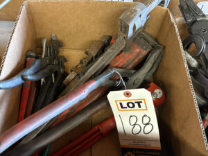 Large lot of offset Commerical Pipe Wrenches, Pliers and 1 Stone Dressor