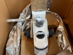 Clearer view of the Mitutoyo MF-A1010D measuring microscope in its protective packaging